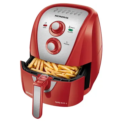 Fritadeira Elétrica Sem Óleo Mondial 4L Air Fryer AFN-40-BI Vermelho/Inox 1500W 220V