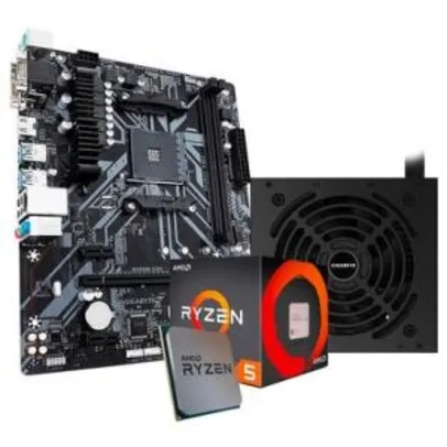 Kit Processador AMD Ryzen 5 1600 + Fonte Gigabyte GP-P550B 550W + Placa-Mãe Gigabyte B450M S2H | R$1.570