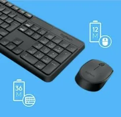 Teclado e Mouse Logitech MK235 Sem Fio Resistente à Água | R$230