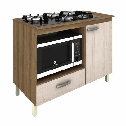 Balcão para Cooktop e Nicho para Forno Roma Móveis Sul, 1 Porta, 1 Gaveta - 4855