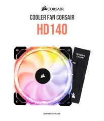 2x Cooler Fan Corsair HD140 Twin, Duas Unidades, 140mm, 74 CFM, RGB, com Controlador - CO-9050069