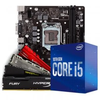 Kit Upgrade Intel Placa Mãe Biostar H410MH, Intel 1200 + Processador Intel Core i5 10400, 2.90GHz,+Memória 8GB DDR4 3000Mhz