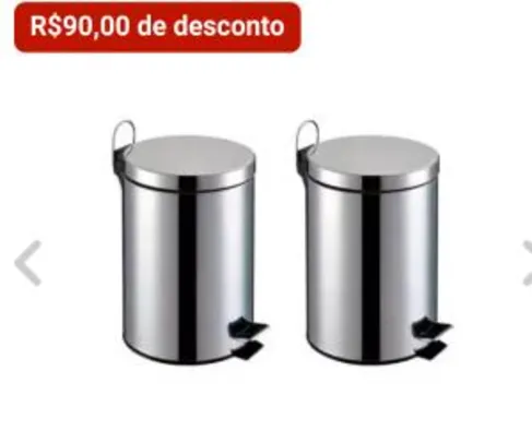 Kit 2 lixeiras 3L inox - Home&Garden - R$39,90