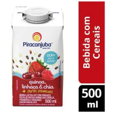 Bebida Láctea Quinoa Linhaça E Chia Sabor Frutas Vermelhas Zero Açúcar Piracanjuba 500Ml (Mínimo 4) | R$1,99