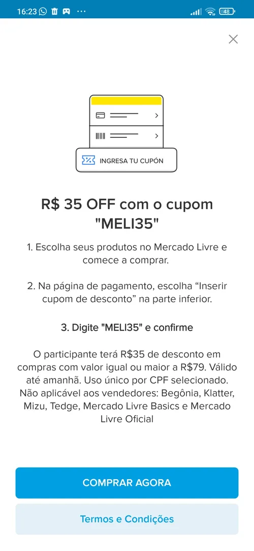 Imagem na descrição da promoção