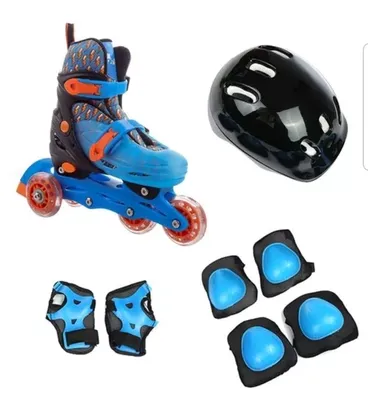 (AME SC R$18,00) Patins Infantil com Kit de Proteção 32-35 da brink+