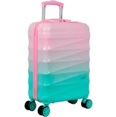 Mala de Viagem Média Gradiente Yins Brasil YS21105RO-M com Rodas Duplas Giro 360° em ABS - Rosa com Verde