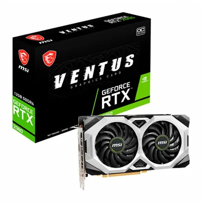 Placa de Video MSI GeForce RTX 2060 Ventus OC, 12GB, GDDR6, 192-bit, 912-V375-689