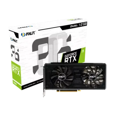 Placa de Vídeo Palit NVIDIA GeForce RTX 3060 Dual, LHR, 12GB, GDDR6, 192bit, DLSS, Ray Tracing