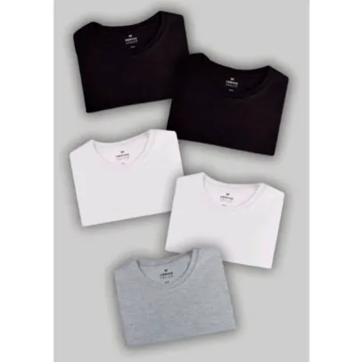 Kit Com 5 Camisetas Masculinas Básicas