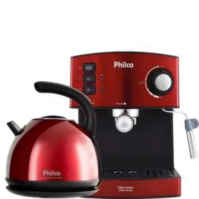 Kit Philco Linha Inox Red 2 | Cafeteira Philco Expresso 20 Bar + Chaleira Elétrica Philco Classic PHC20V - R$360