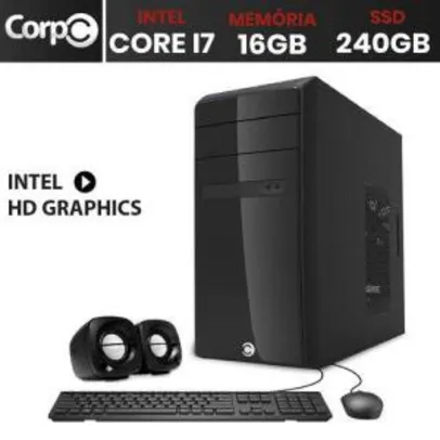 [R$1523 com AME] Computador Desktop CorPC Intel Core i7 16GB memória SSD 240GB Saída HDMI Full HD | R$1.691