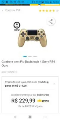 Controle sem Fio Dualshock 4 PS4 - R$197 [Cartão SUB]