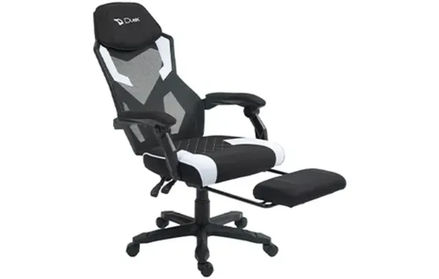 Cadeira Gamer Duex DX9960, Mesh, Altura Ajustável, Preta e Branca