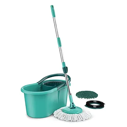 Mop Giratório 3 em1, balde com 12 litros e 3 opções de Refis, ( microfibra, tira pó e limpeza pesada) MOP8258, Flash Limp