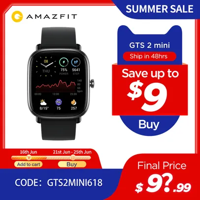 Smartwatch amazfit gts 2 mini gps smartwatch | R$490
