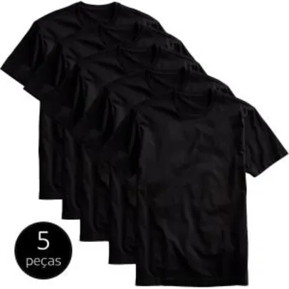 Kit 5 Camisetas Part. B Básicas T-Shirt Algodão - Preto FRETE GRÁTIS