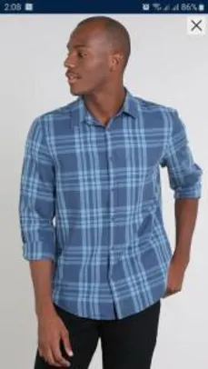 Camisa xadrez manga longa azul tamanho P | R$36
