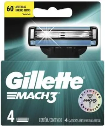 Gillette Mach 3, Carga para Aparelho de Barbear, 4 unidades | R$ 20