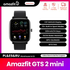 Amazfit Mini Smartwatch GTS 2 com GPS, 70 modos esportivos, display Amoled, 