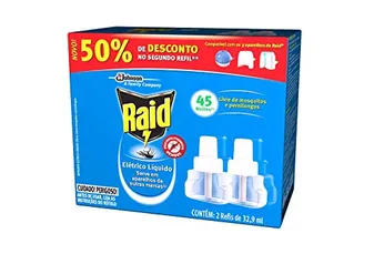 Inseticida Elétrico Líquido Refil Regular 2 Unidades, 32.9 ml Cada, Raid, 2 unidades, pacote de 2