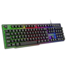 [AME R$118] Teclado Gamer Viper Pro Naja Semi Mecânico rgb Retroiluminado ABNT2 Preto