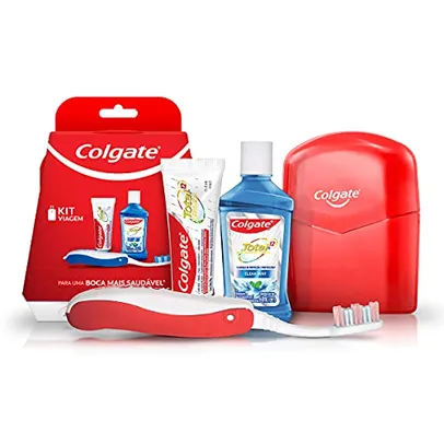 [Rec] Kit Colgate com escova, creme dental e enxaguante + Case de transporte | Viagem ou trabalho