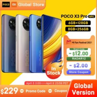Smartphone Xiaomi Poco X3 Pro 6gb RAM 128GB - Versão Global | R$ 1298