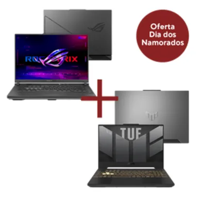 Notebook Gamer ROG Strix G16 G614JV-N3094W Eclipse Gray + Notebook ASUS TUF Gaming F15 FX507VU-LP151 Mecha Gray