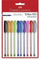 [PRIME] Canetas Trilux Colors Faber-Castell, Multicor, pacote com 10 unidades