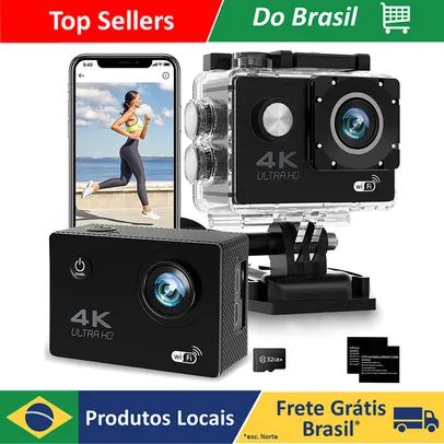 Câmera de ação ultra hd 4k 30fps wifi 2.0 polegadas 170d capacete à prova de água|