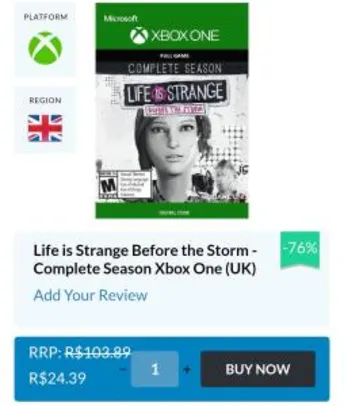 Life is Strange Before the Storm - Complete Season Xbox One - R$24