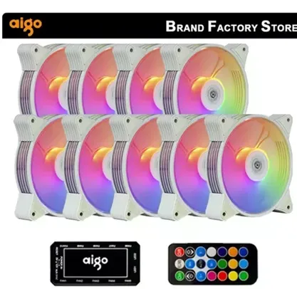 [Taxa inclusa / Moedas]  Kit 9 fans com controladora Aigo ventilador argb com dissipador de calor rgb para pc, 120mm