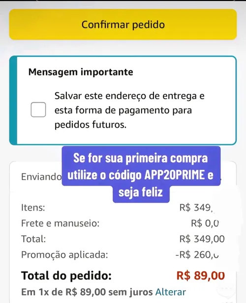 Imagem na descrição da promoção