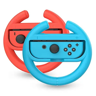 TalkWorks Steering Wheel Controller for Nintendo Switch (2 Pack) - Racing Games Accessories Joy Con 