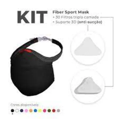 Kit Máscara Fiber Sport com 30 Filtros e Suporte - Tam G