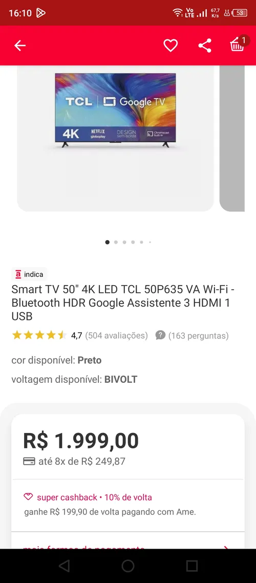 Imagem na descrição da promoção