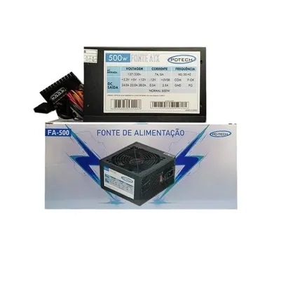 Foto do produto Fonte Atx 500W De Alimentação Pra Pc Bivolt FA-500 PC-Tech