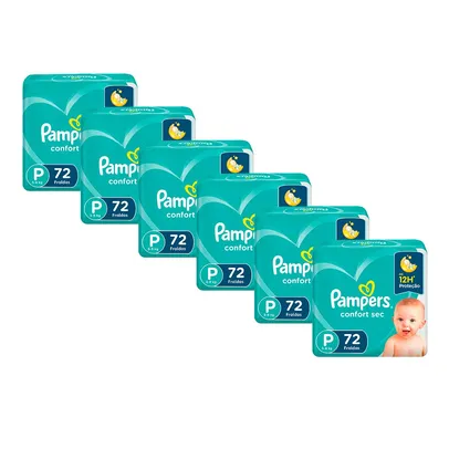 Kit de Fraldas Pampers P Confort Sec Super - 432 Unidades