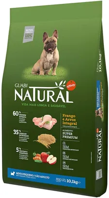 [PRIME] Ração Guabi Natural Cães Adultos Raças Mini e Pequenas Frango e Arroz - 10,1kg | R$163
