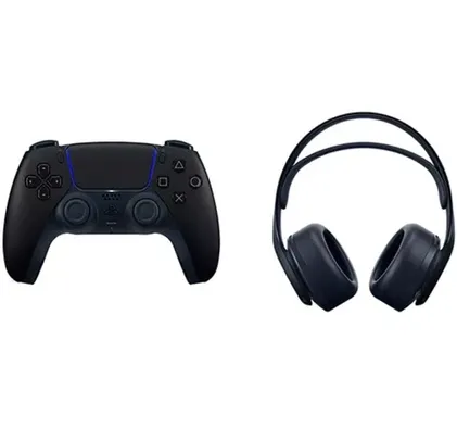 [CC AME R$649] Controle Dualsense Midnight Black Playstation®5 + Headset Pulse 3D Midnight Black