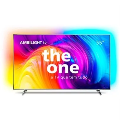 Smart TV LED 55" Philips The One 55PUG8807/78 4K UHD Android com Wi-Fi, 2 USB, 4 HDMI, Ambilight, IPS, AMD FreeSync,120Hz