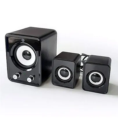 Caixa De Som Mini Subwoofer 5w 2.1 Usb Com Sistema Surround 8w Rms Com Controle De Volume E Equalizador De Som