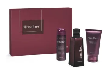 Kit Malbec Desodorante Colônia 50ml + Desodorante Antitranspirante Aerossol 31g + Sabonete Líquido Corporal 75ml