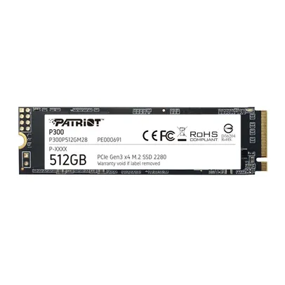 SSD Patriot P300, 512GB, M.2 2280 PCIE, Leitura até 1.700 MB/s,  Gravação até 1.200 MB/s  - P300P512GM28