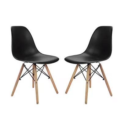 Conjunto com 2 Cadeiras Eames Prizi Lake - Preta - Preto 