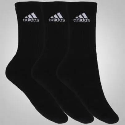 Kit de Meias adidas Crew Cushion 3S com 3 Pares - Adulto - R$29,99