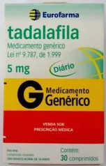 Tadalafila 5mg com 30 Comprimidos revestidos - R$ 7