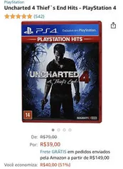 PlayStation Uncharted 4 Thief`s End Hits - PlayStation 4