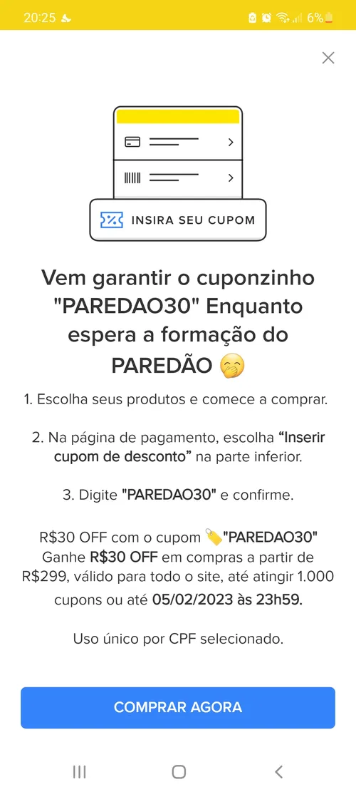 Imagem na descrição da promoção